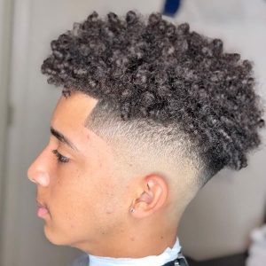 The higher fade with hair curls