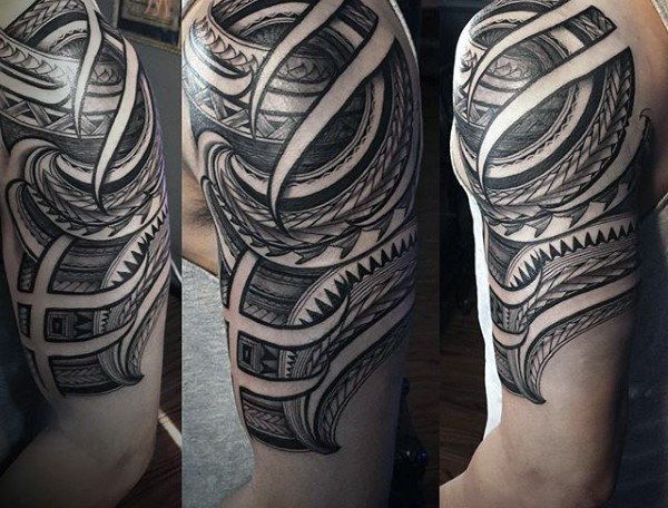 Half Sleeve Tattoo With Tribal Origin