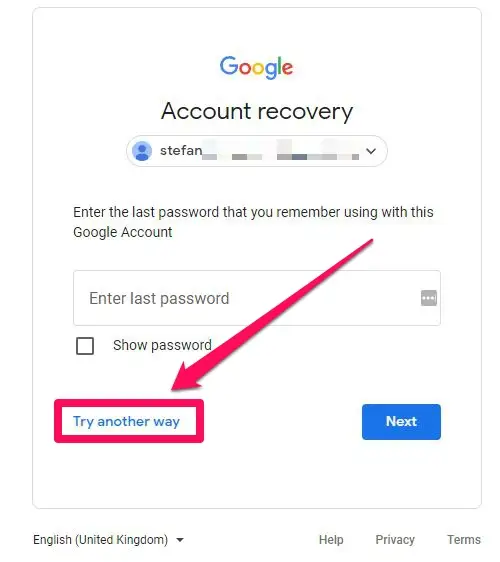 Recover Gmail account